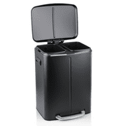 Magshion 10 Gallon Trash Can, Recycle Bin with Dual Compartments, Kitchen Garbage Can Double Trash Can with 2 x 5 Gallon Removable Inner Buckets, Soft Close Lid, Black
